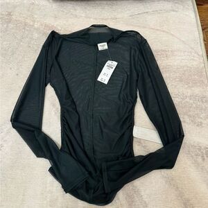 abercrombie & fitch long sleeve green mesh shirt